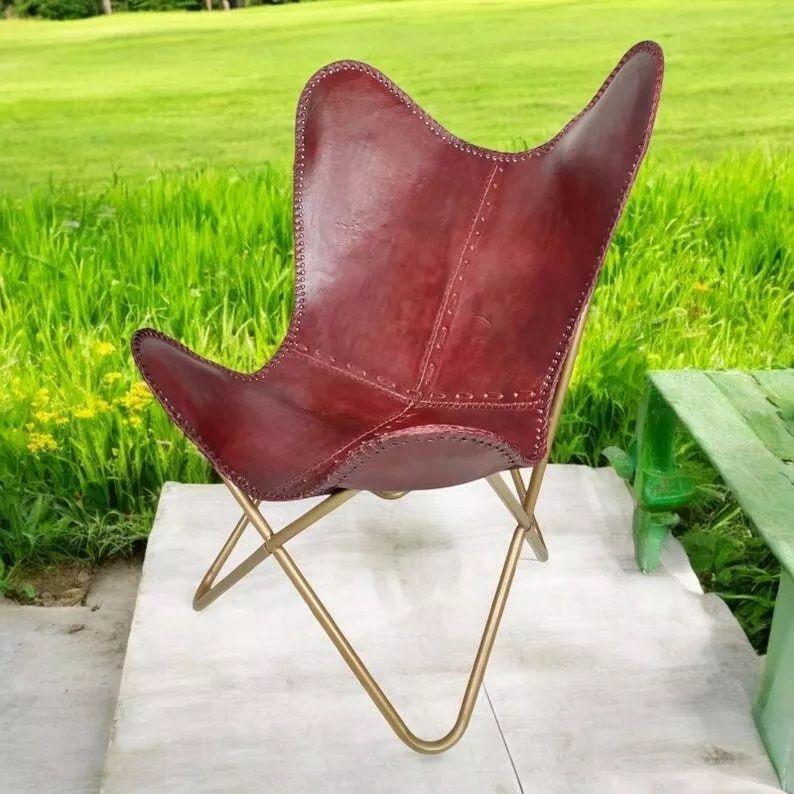 Vintage Lounge Accent Relax Arm Chair Folding Leather Butterfly Chair Retro