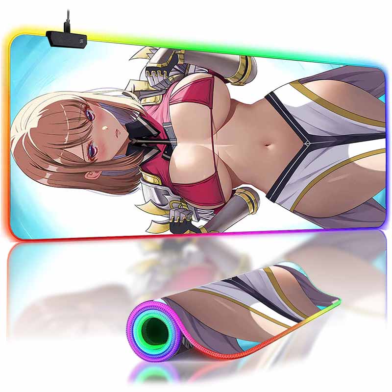 RGB Backlit Anime Solo Leveling Mouse Pad Cute Anime Grils Lager Gamer Accessories Overwatched Mouse Mat Non-Slip Keyboard Mat