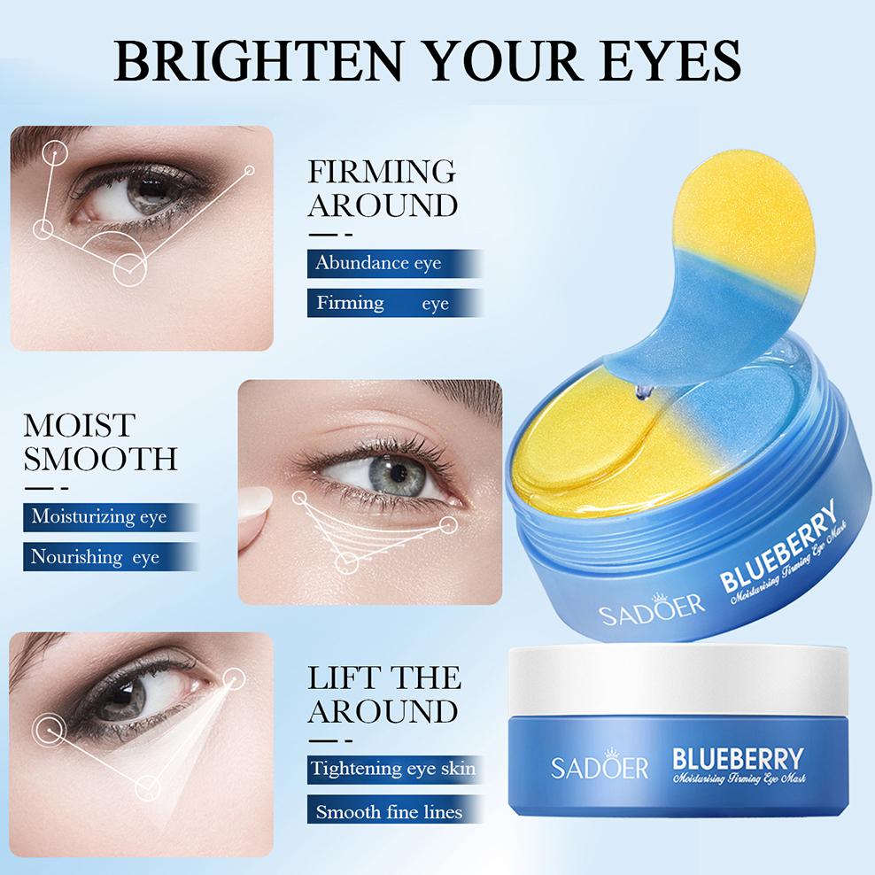 SADOER Blueberry Eye Mask Nourishing, And Moisturizing for All Skin Types 30 Pairs/bottle