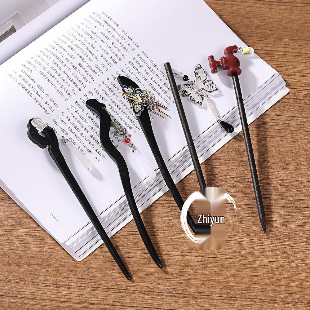 

Chinese Wooden Hairpins: Ancient-Style Handmade Hanfu Tassel Headdresses for Women
