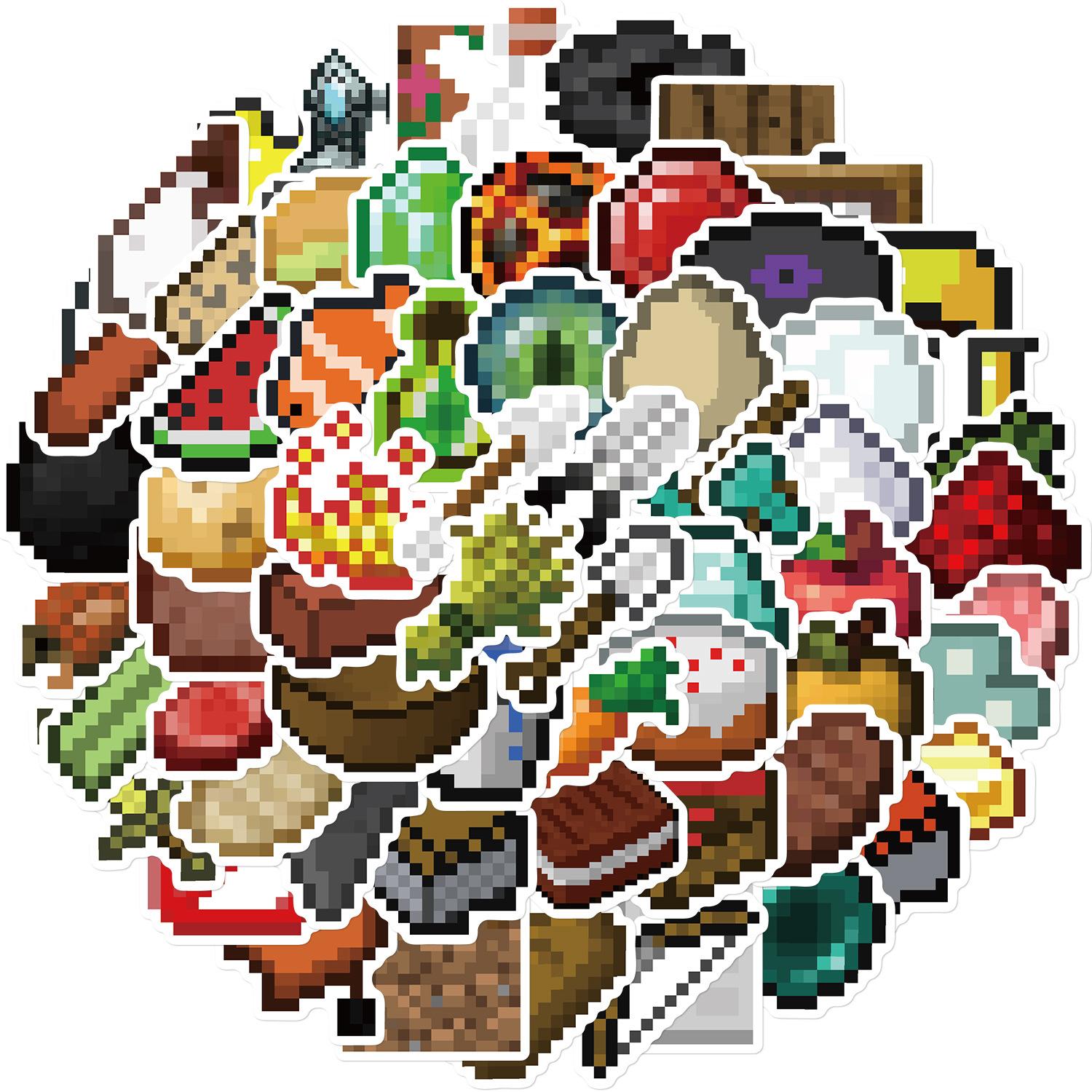 

70PCS Creative Pixel Game Sticker Decoration DIY Manual Scrap Book Luggage Laptop Cup Skateboard DIY Waterproof Stickers 70PCS