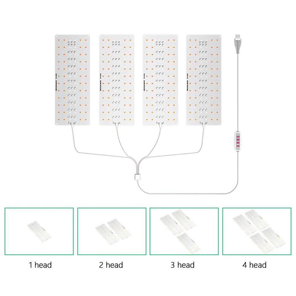1-4Heads Full Spectrum Grow Lights USB Under Cabinet Grow Lamp with Timer Plant Grow LED Light Dimmable for Indoor Plants