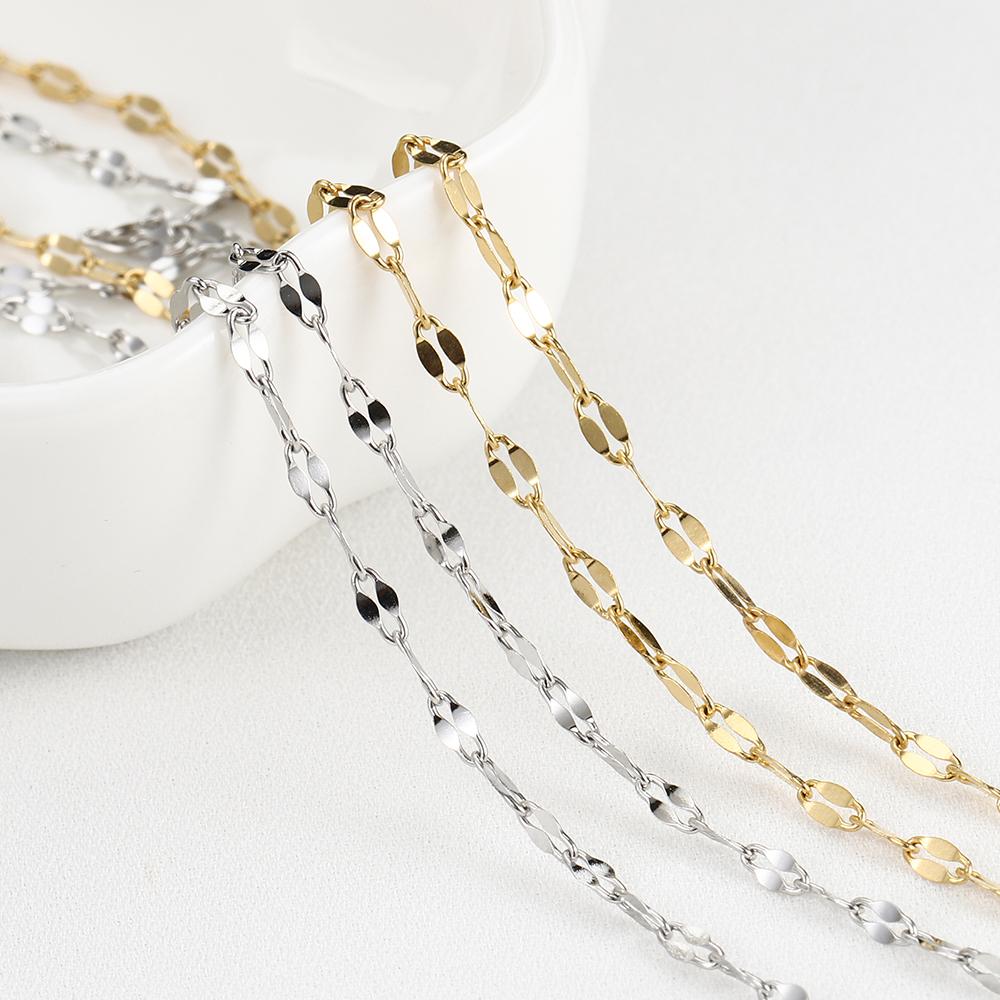 No Fade 2Meters Stainless Steel Lips Chains Handmade Necklace Bracelet Components Wholesale DIY Jewelry Making Accessories Chain