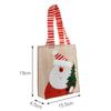 Christmas Candy Apple Pouch Santa Snowman Print Gift Bag Natural Jute Fabric Reusable Holiday Party Favor Storage