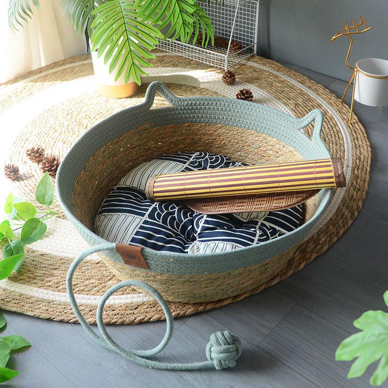 Rattan Woven Cat Bed: All-Season Winter Warm Nest for Pets