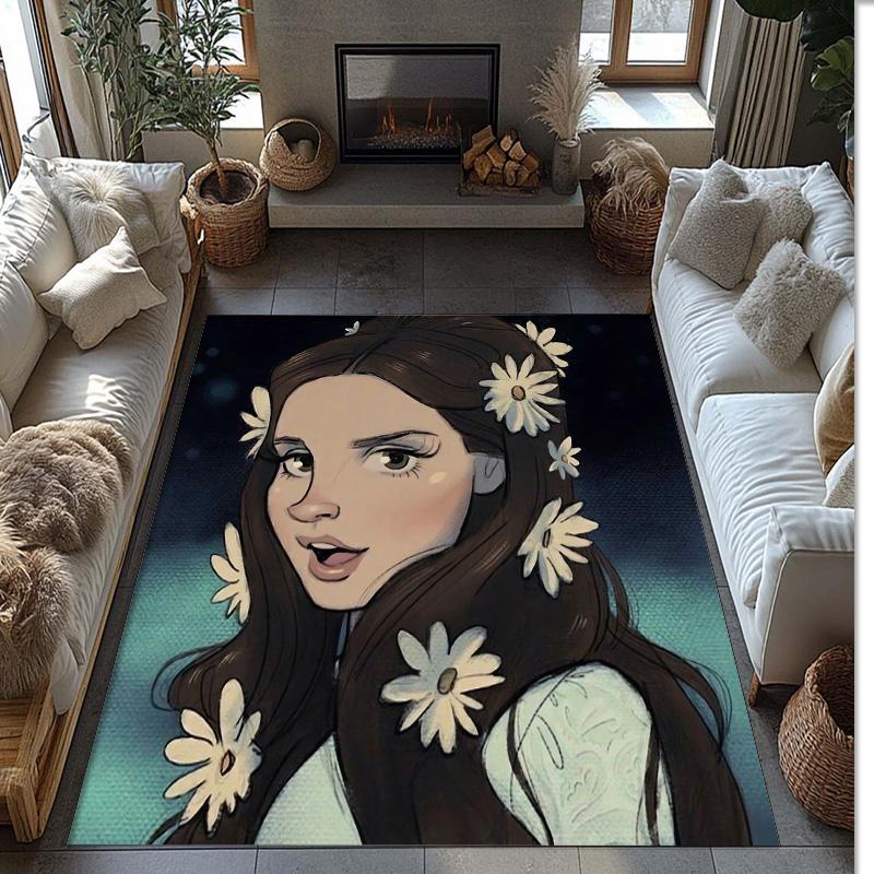 Soft Crystal Velvet Floor Rug,Lana Del Rey Anti Slip Decorative Carpet, Plush Area Mat For Indoor Home Decoration
