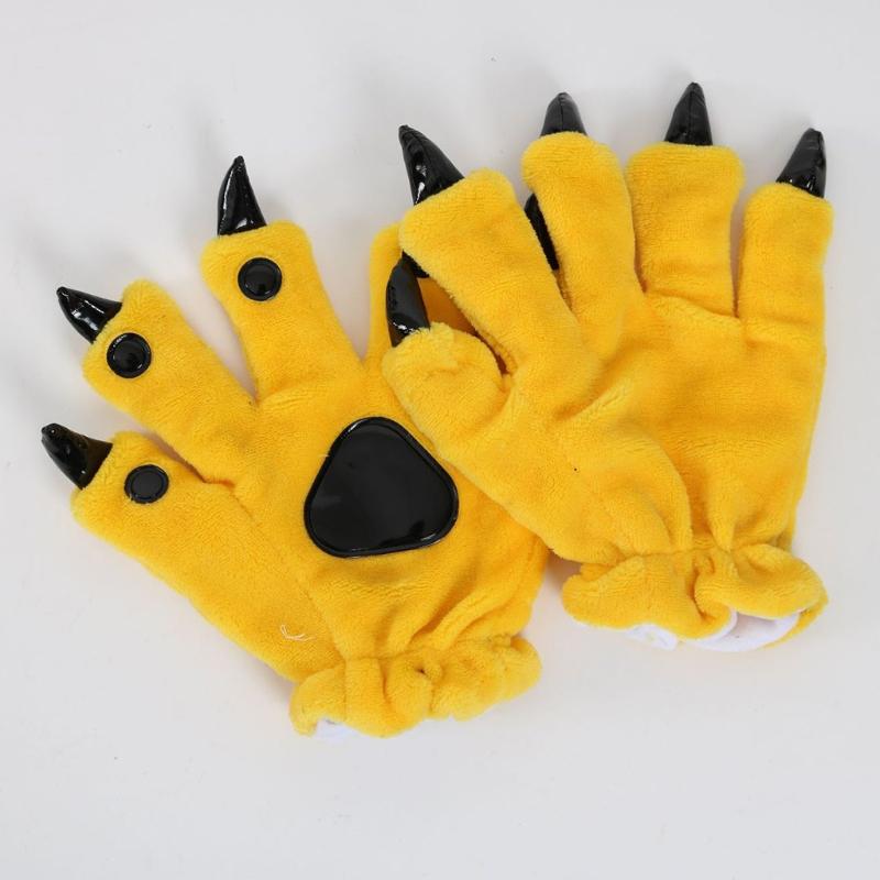 Plush Dinosaur Paw Gloves Cartoon Cute Animal Hand Gloves Animal Paw Warm Gloves Cosplay Tool Costume Party Accessories