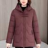 Middle Age Women's Winter Jackets Hooded Embroidery Casual Thick Parka Female Warm Coat