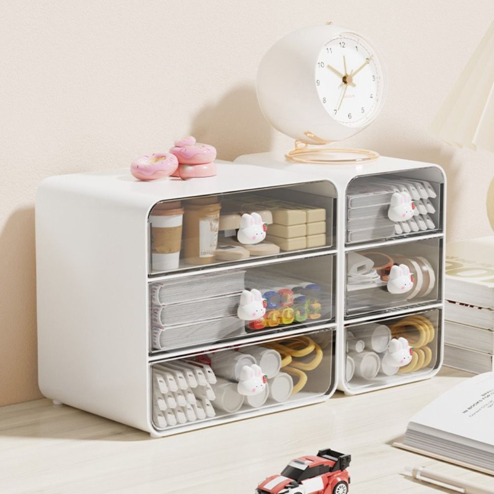 Transparent Design Desktop Drawer Box Large Capacity Multifunctional Storage Shelf Space Saving Desk Pen Holder Office