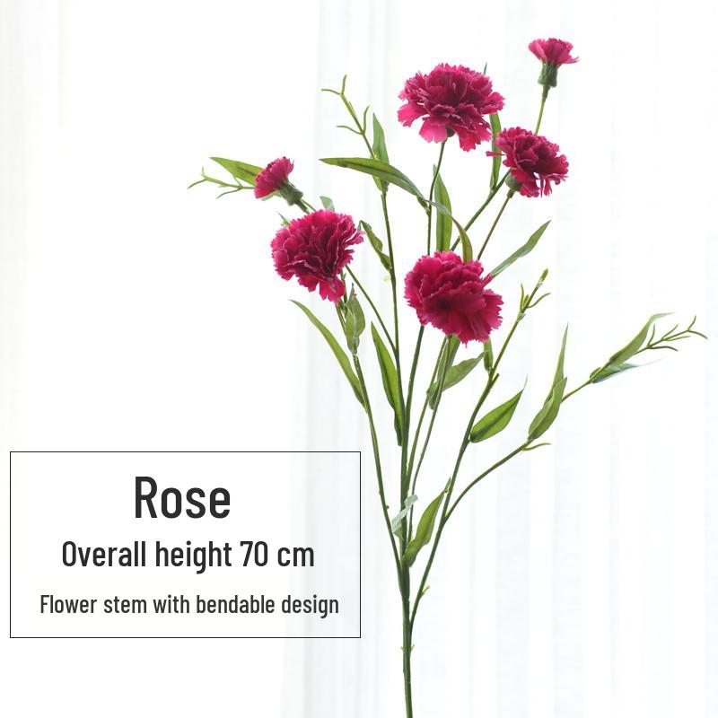 Carnation Silk Flower Bouquet with Vase - Artificial Floral Arrangement for Home Decor