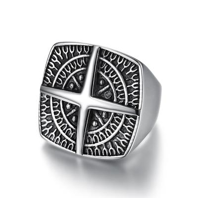 S925 Silberring personalisierter Herrenring Navigator Kompass Wikingerring