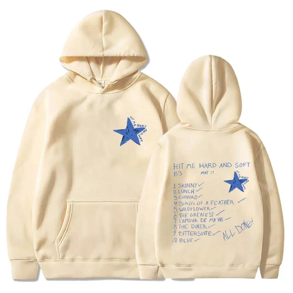 Billie Hit Me Hard and Soft Tištěná mikina s kapucí Pánská Dámská Hip Hop Mikiny s kapucí Fleecové Ležérní Nadměrné Pulovry