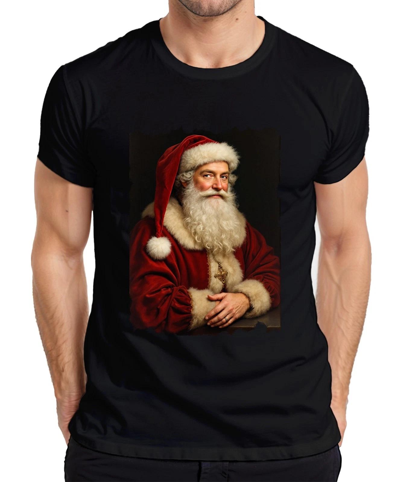 Weihnachtsmann Nikolaus Retro Portrait realistisch Bart festlich Herren T-Shirt XXL