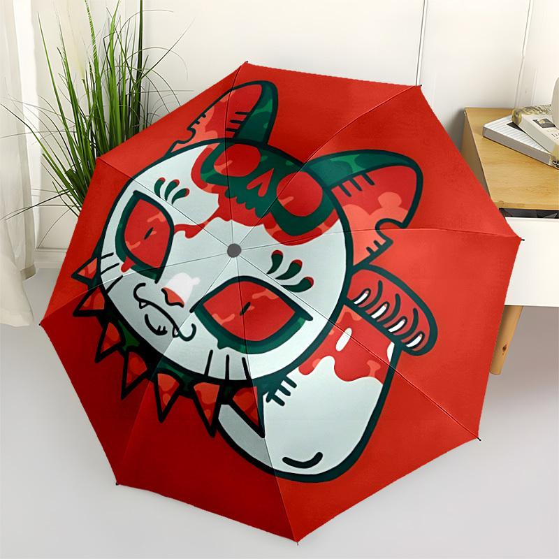 1pc Cats Skulls Auto Open/Close Cute Umbrella, Portable Folding Umbrella for Travel, Themed Events,