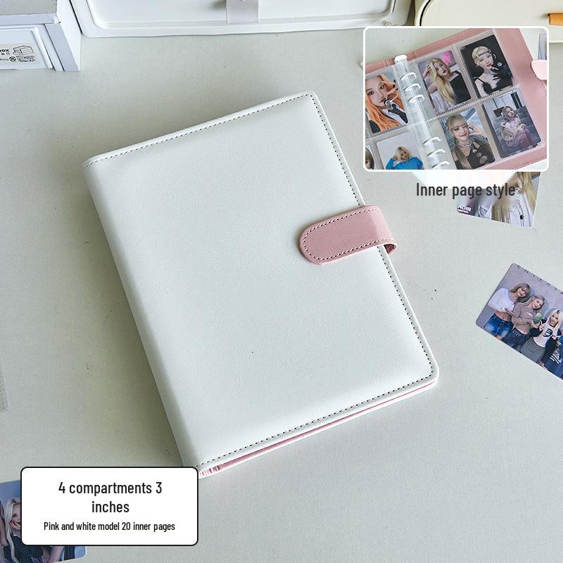 

Корейский альбом для карточек формата А5 с 4 карманами и магнитной застежкой - Идеально для DIY, полароидных фото и коллекционирования айдолов (Стиль ИНС)