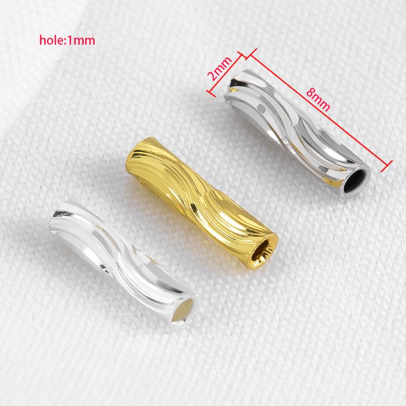 50Pcs Spacer Bead Diy Findings 2X8Mm Tube Beads For Jewelry Making Gold Plated Beads Separators For Bracelets Accessories