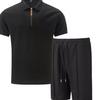 Mens Casual Polo Shirt Shorts Set Summer Breathable