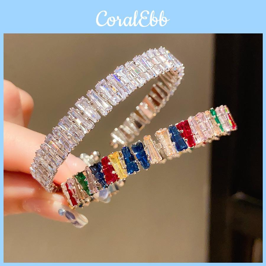 Unisex Silver Copper Zirconium Cuff Jewelry With Geometric Design For Daily Fashion