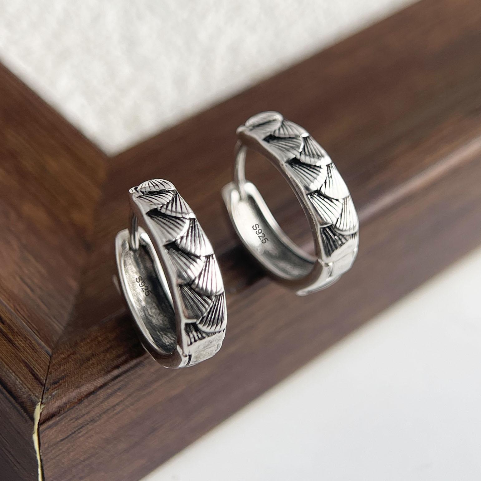 

925 Sterling Silver Vintage Earrings For Women Trendy Simple Reto Shell Shape Earring Jewelry Prevent Allergy Party Accessories
