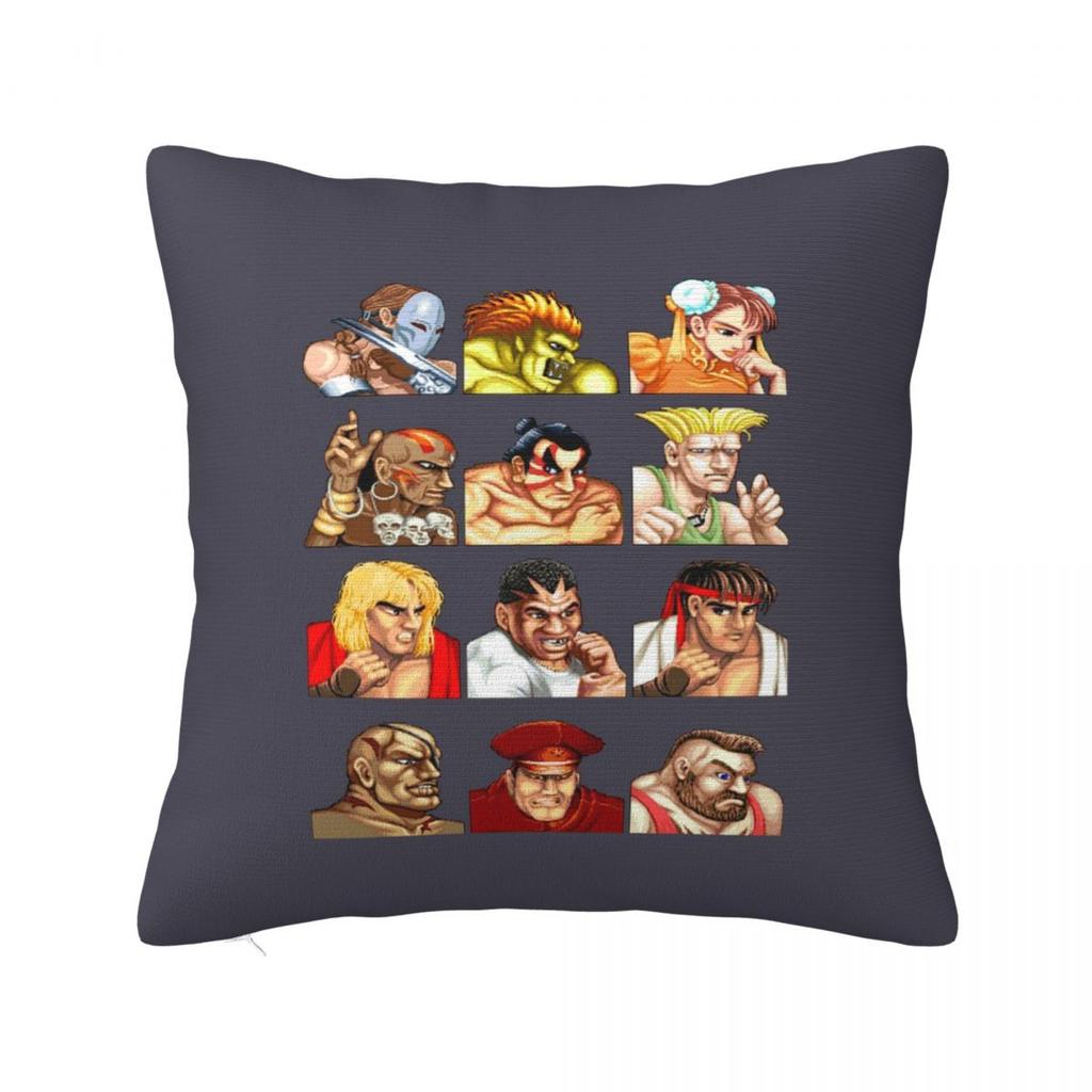 Defeated Portraits Super Street Fighter Square Pillowcase Cushion Cover Pillow Case Throw Pillow Cover for Home Sofa Living Room