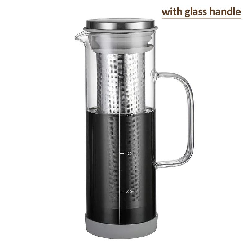High Borosilicate Glass Cold Brew Coffee Pot 800ml Large Capacity Airtight Cold Brew Iced Coffee Pot  Portable Coffee/Tea Maker