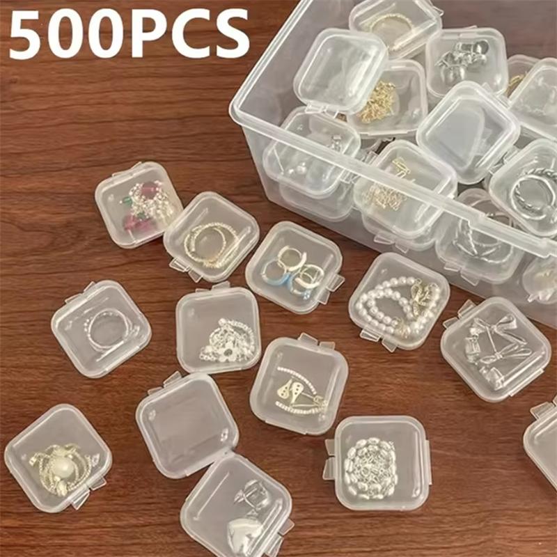 10/50/100/500PCS Transparent Square Plastic Jewelry Box Organizer With Individual Ring Slot For Rings Necklaces Earrings Storage