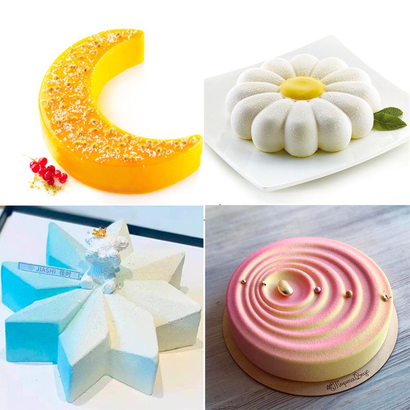 Geometrie Mond Stern Silikon Backform Blume Liebe Kuchen Machen Kreisförmige Wellen Kerze Schokolade Fondantform Geburtstagsgeschenk