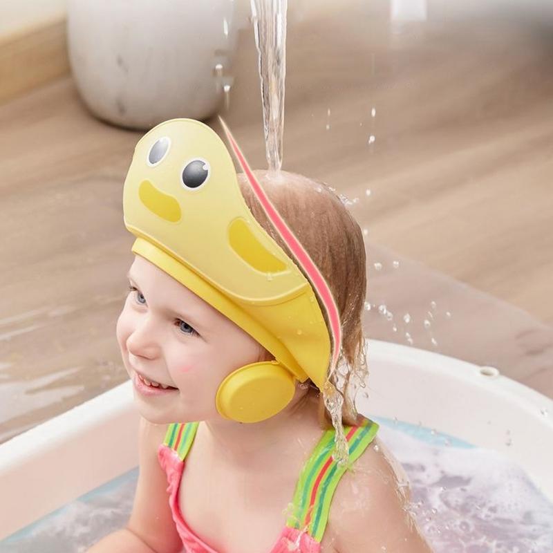 Baby Shower Cap Shield Cartoon Adjustable Visor Shower Cap Shield Hair Washing Shampoo Shield Bathing Hat Bath Visor Eye & Ear