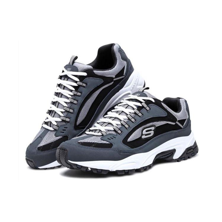 Skechers Stamina Mesh Fabric Comfortable Versatile Shock Absorbing Durable Breathable Low Top Dad Shoes Men sneaker Black 51286-NVBK