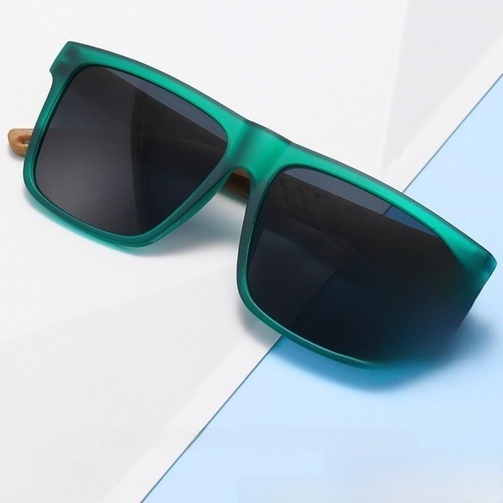 Bamboo Wood Handle Square Frame Sunglasses Vintage Style Fishing Sunglasses Beach