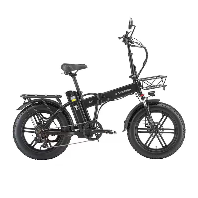 Bicicleta Eléctrica Fat Plegable SINOHON AW20, Autonomía Máxima 120KM, Velocidad Máxima 45KM/H, Doble Suspensión, Frenos Hidráulicos, Ruedas de 20'', Ebike Todoterreno con Cesta de Almacenamiento
