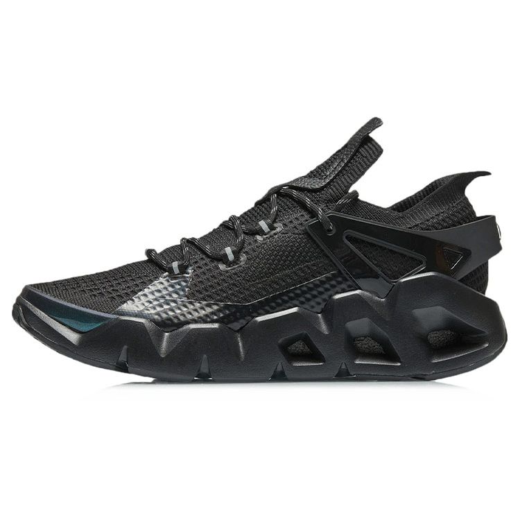 Li Ning Wudao 2.3 One-Piece Woven Reflective Shock Absorbing Non-Slip Wear-Resistant Low-Top Retro Basketball Shoes Men sneaker Black AGBR045-3