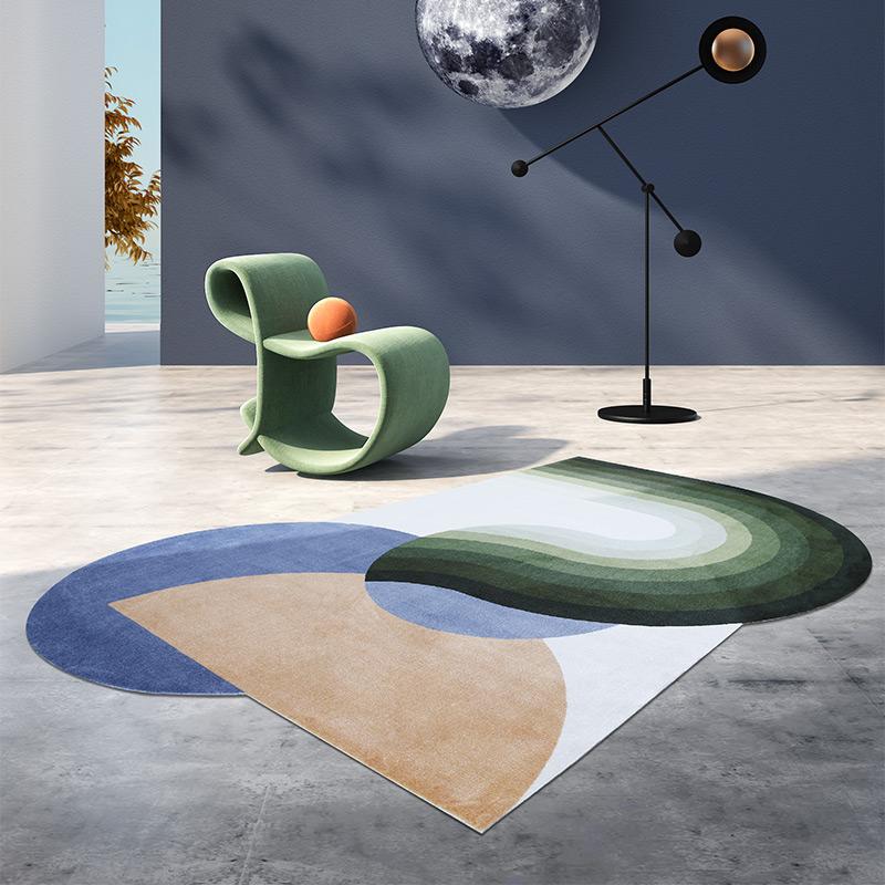 Light Luxury Carpets for Living Room Shaped Irregular Plush Floor Mat Nordic Bedroom Decor Striped Carpet Thicken Non-slip Rug