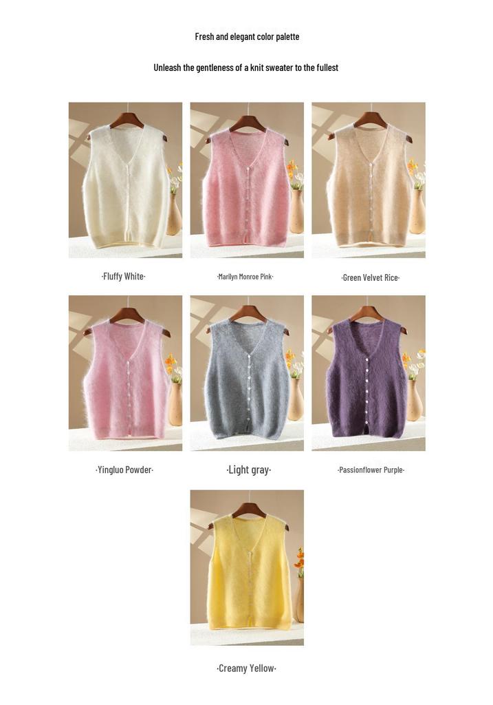 Women's Cashmere Wool Purple Knit Vest - New Autumn/Winter 2026 Design, Warm Sleeveless Top