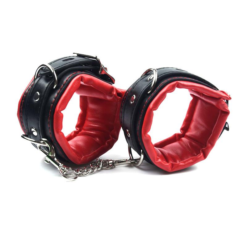 Leather Sponge Sex Handcuffs Bondage Slave Exotic Accessories Toys For Couples Adults Games With 2 Lock