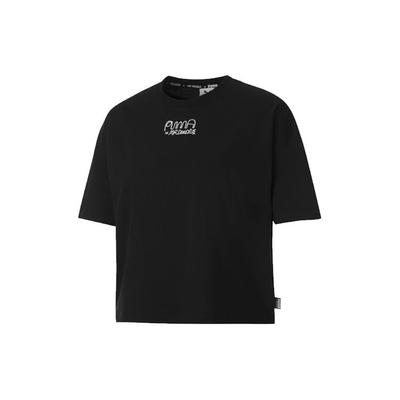 X Mr Doodle Loose Tee With Large Graffiti Logo Short Sleeve Women Tops Black 530659-01