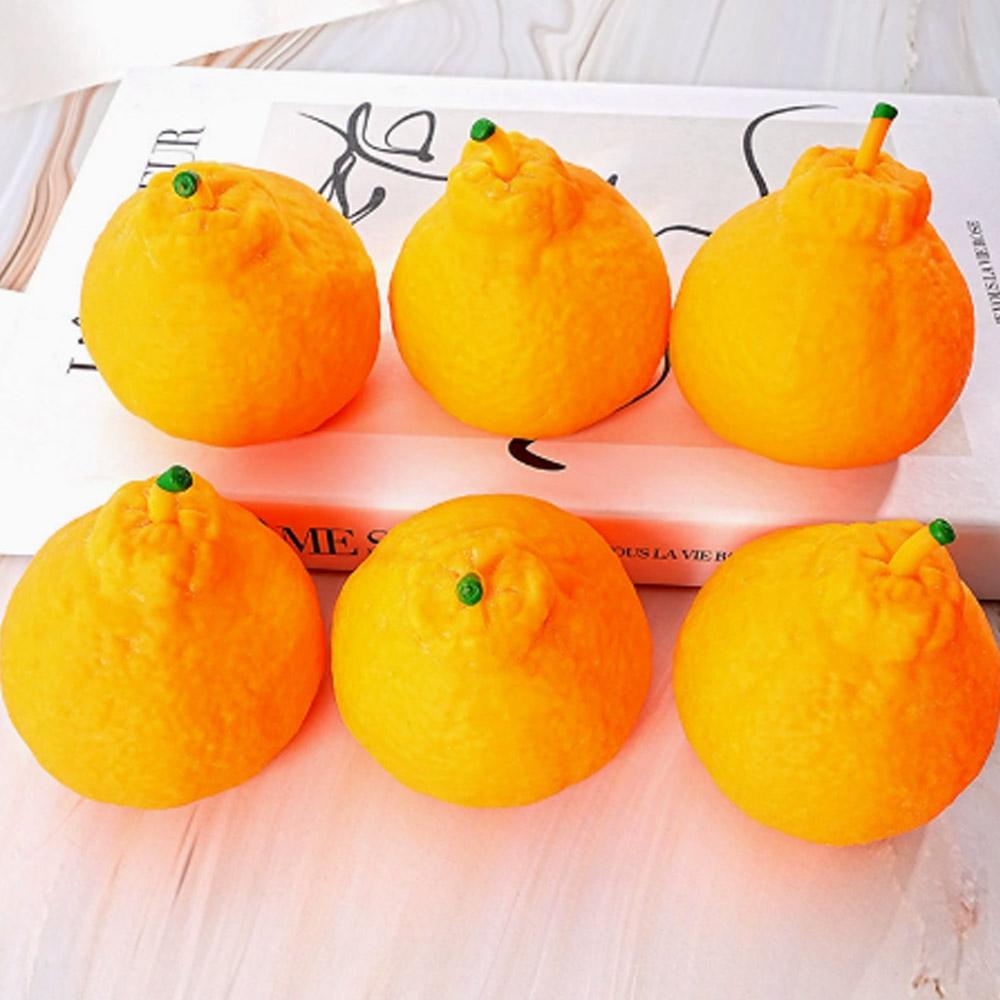 Tangerine Fruit Squish Ball Gift Squishy Squeeze Stress Reliever Fidget Sensory Toy Simulation Fruit Food Squeeze Balls For Kids