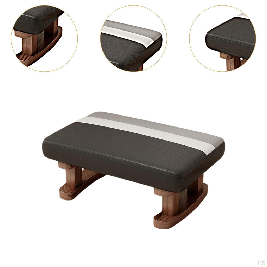Foot Rest with Wooden Legs Rectangle Step Stool Padded Small Ottoman for Couch
