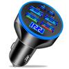 UYUXIO 6 in 1 USB C Car Charger Adapter Dual PD with Voltage Display QC 4.0 AFC Super Fast with Volt Meter for Samsung iPhone