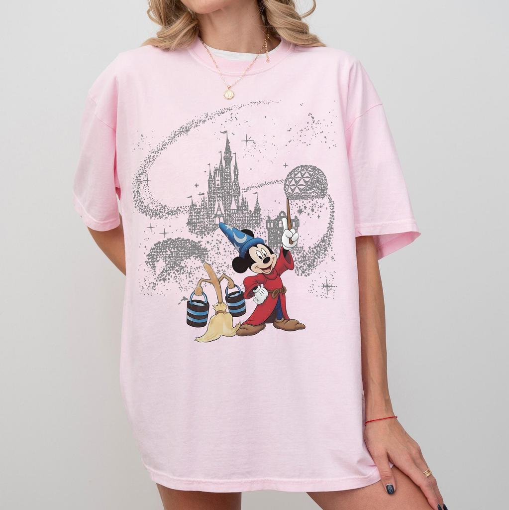 T-Shirt Classica Disney Fantasia Topo Mickey per Donne Taglie Forti, Maglietta per Viaggio a Disneyland, Cotone Puro Streetwear Oversize