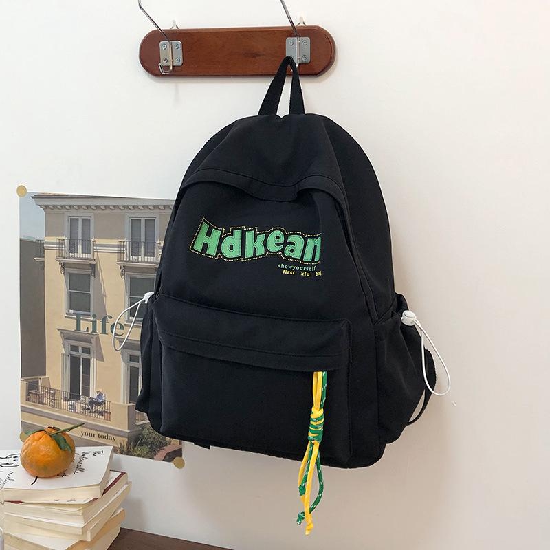 

College Student Schoolbag Women Simple Solid Color Letters Japanese Casual Male High School Student Large Capacity Travel Backpack Backpack .