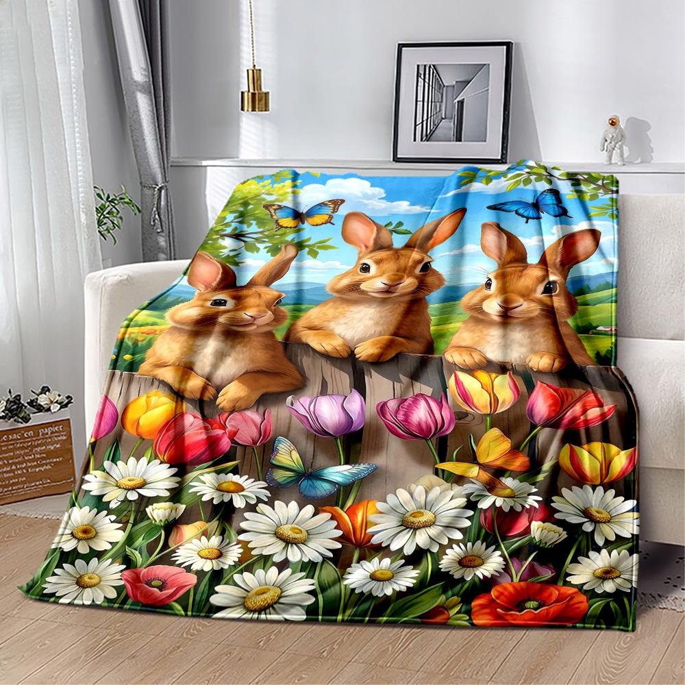 Springtime Bunny Garden Blanket,Suitable for sofas, offices, travel, living rooms, Gifts to relatives and friends, Blanket,Suitable for all seasons.