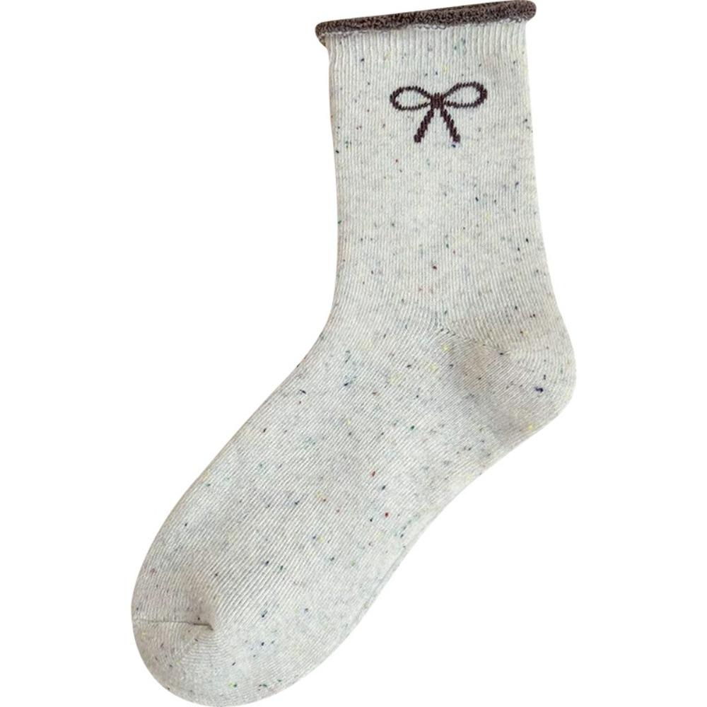 

Comfortable in Tube Socks Soft Knitted Looped Thicked Socks Ins Women Socks білий/кавовий