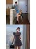 Women's Plus Size Slimming Denim Bubble Sleeve Dress - Summer Waist-Cinching Suspender Skirt