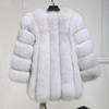 Jacket women's autumn and winter medium and long artificial fur fur coat contrasting color European and American style light luxury furry