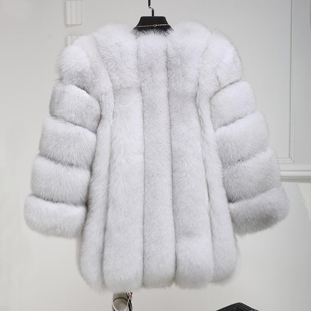 Jacket women's autumn and winter medium and long artificial fur fur coat contrasting color European and American style light luxury furry