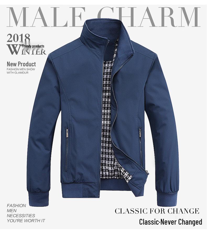 Men's Plus Size Spring & Autumn Casual Business Jacket with Stand Collar