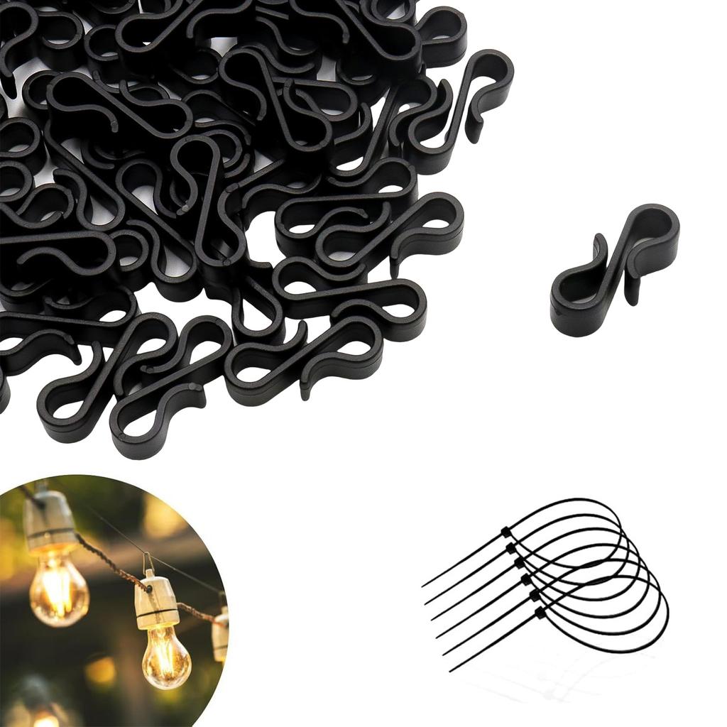Pack Of 120 Outdoor Light Clips Gutter Hooks for String Lights and Cables Plastic Garden Electrician Tool Hook
