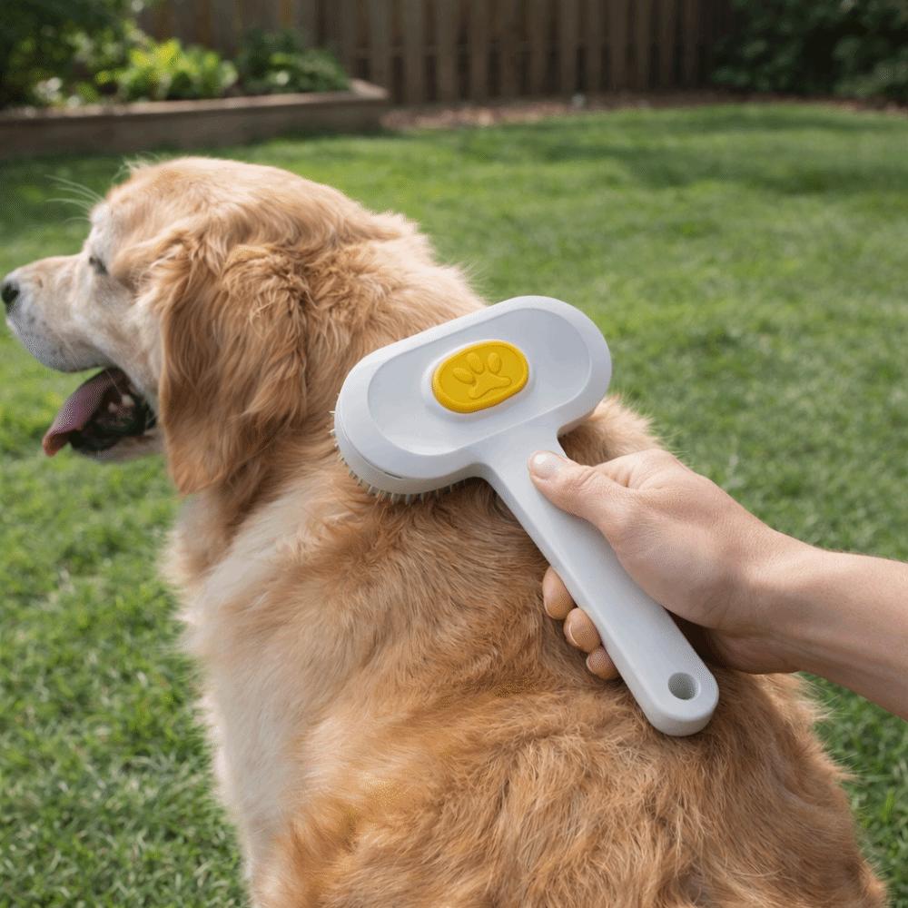 One Button Automatic Pet Hair Remover Fine-toothed Comfort Grip Pet Grooming Brush Stainless Steel Cat Cleaning Comb