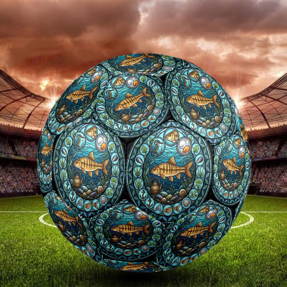 Marine Life Glass Round Football Size 5 Adult Ball Suitable for Training Matches and Outdoor Team.